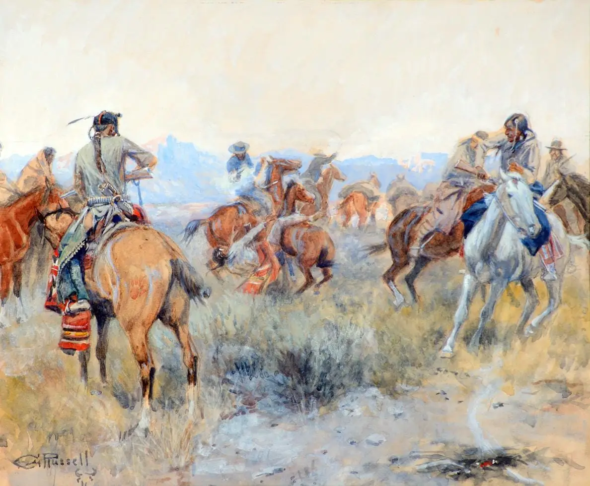 Charles M. Russell as Cochrane and Pard Leaped Into Their