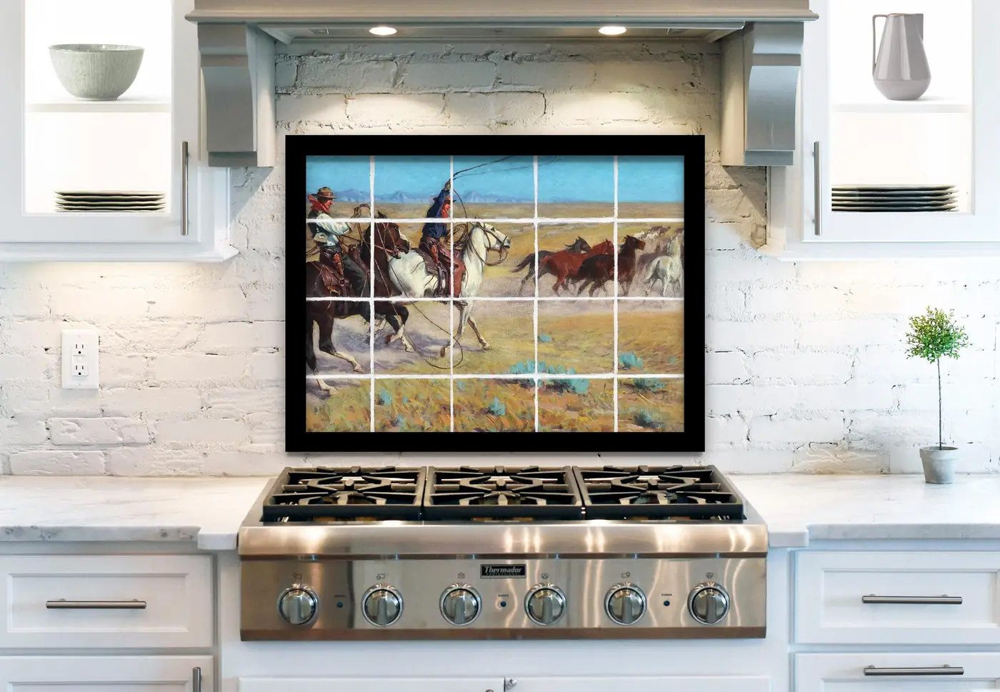 Cowboys Roping Wild Horses installed