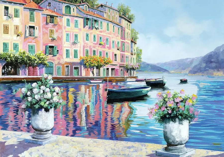 Portofino Italy in Pink Blue