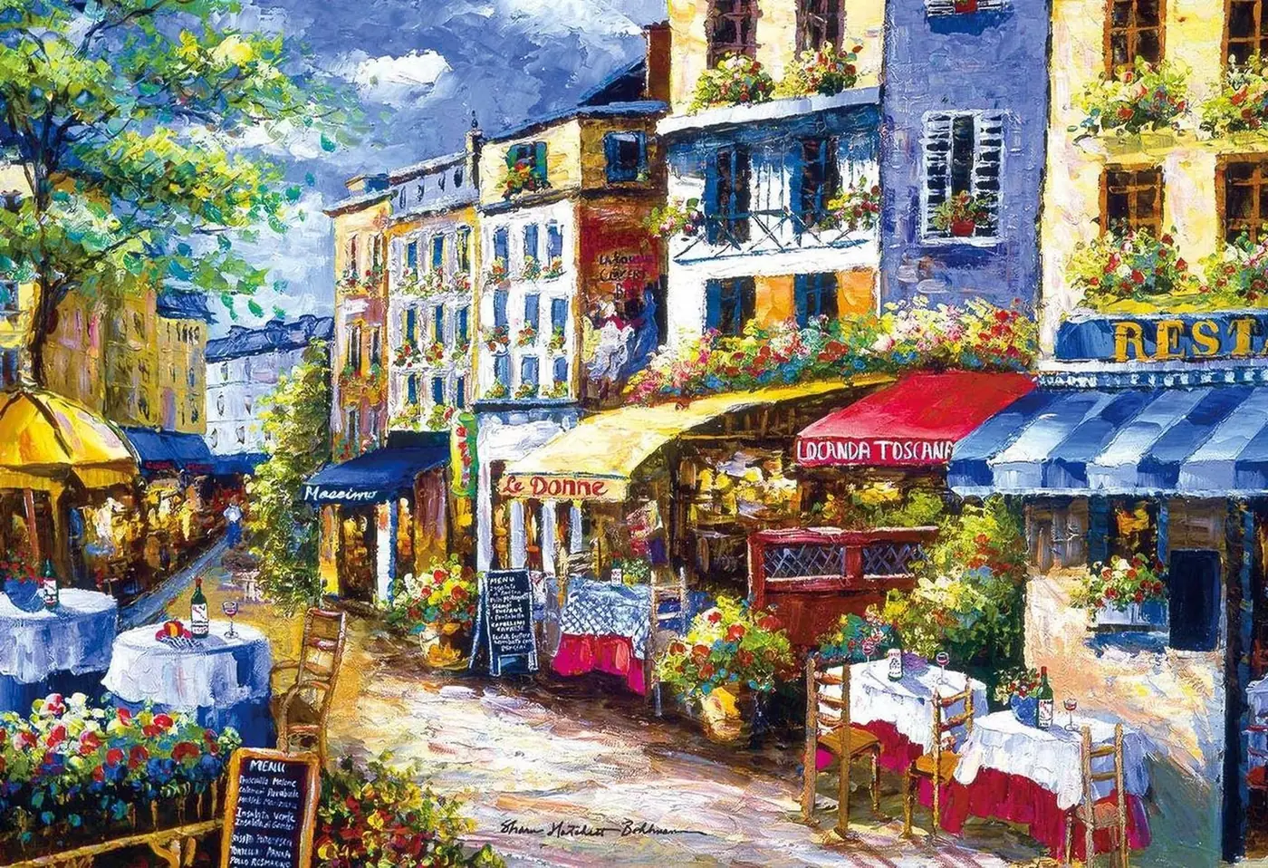 Tuscany Villa Street with Outdoor Cafe