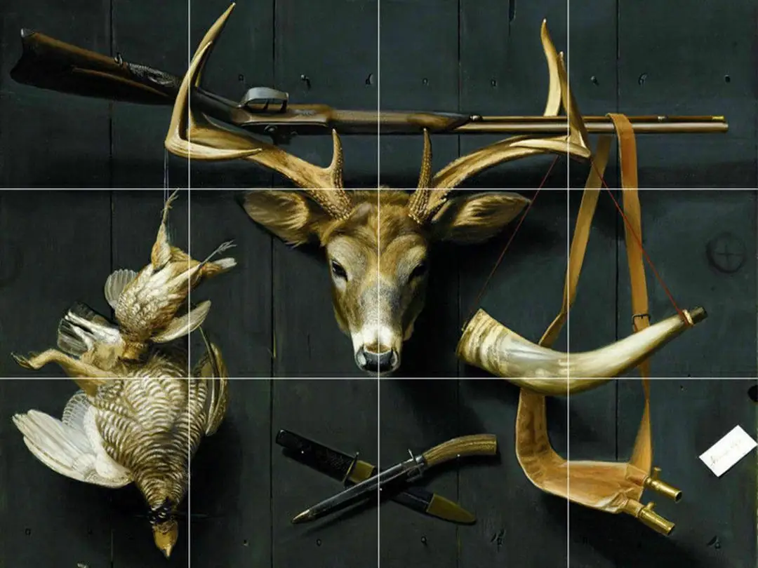 Hunting Trophies Deer Head Mount Grouse Riffle