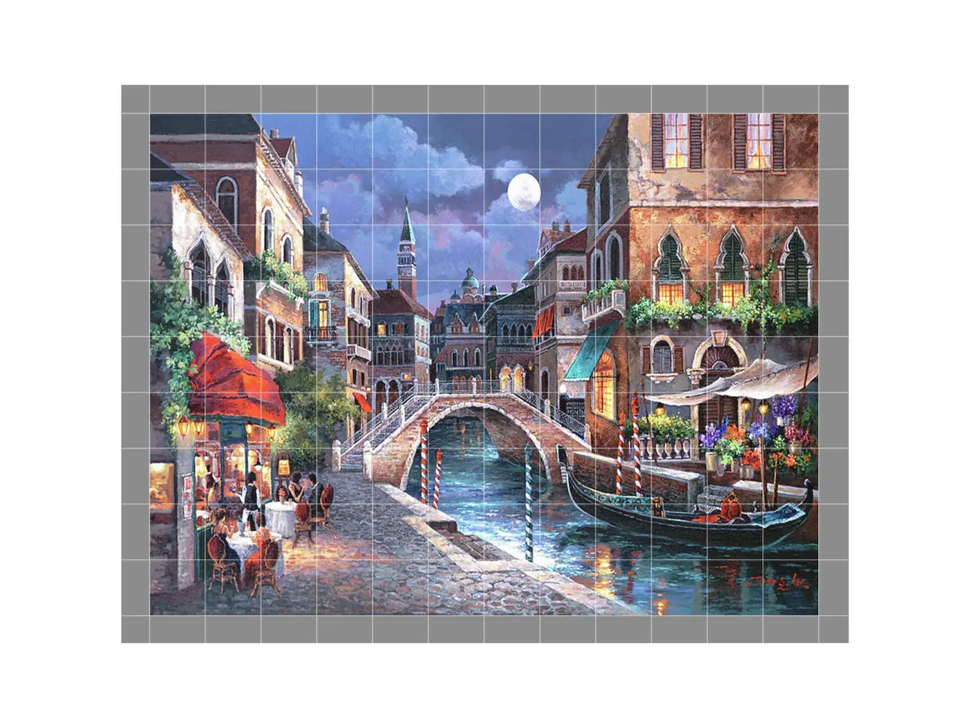 Streets of Venice at Night in Romantic Cafe Italy