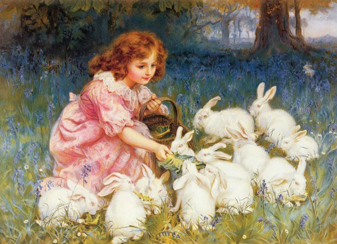 Frederick Morgan Rabbits Feeding