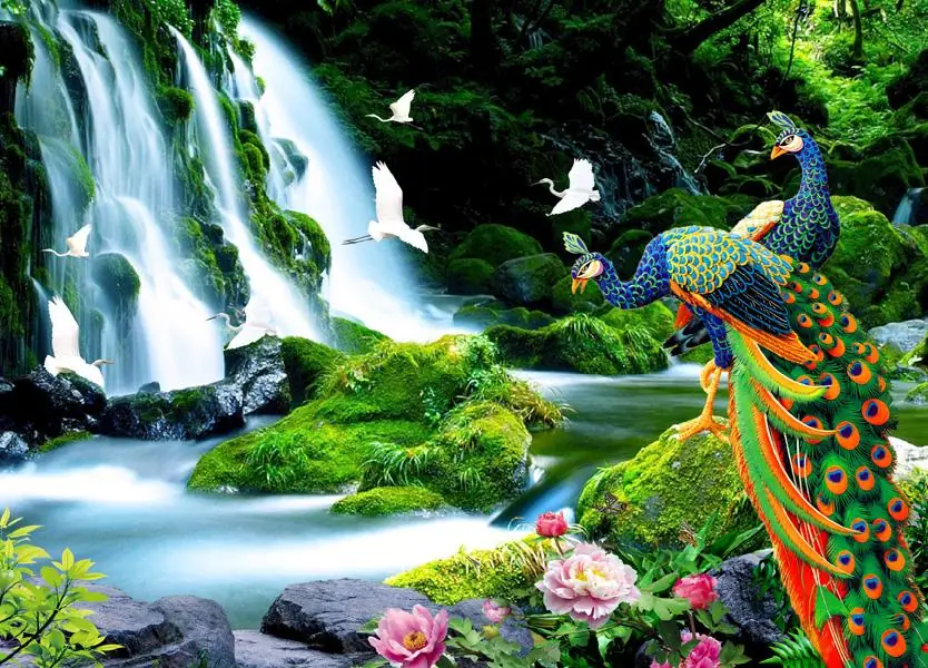 Enchanted Forest with Waterfall