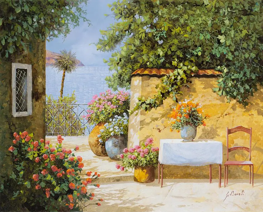Mediterranean Sea View from Garden Tuscany Italy