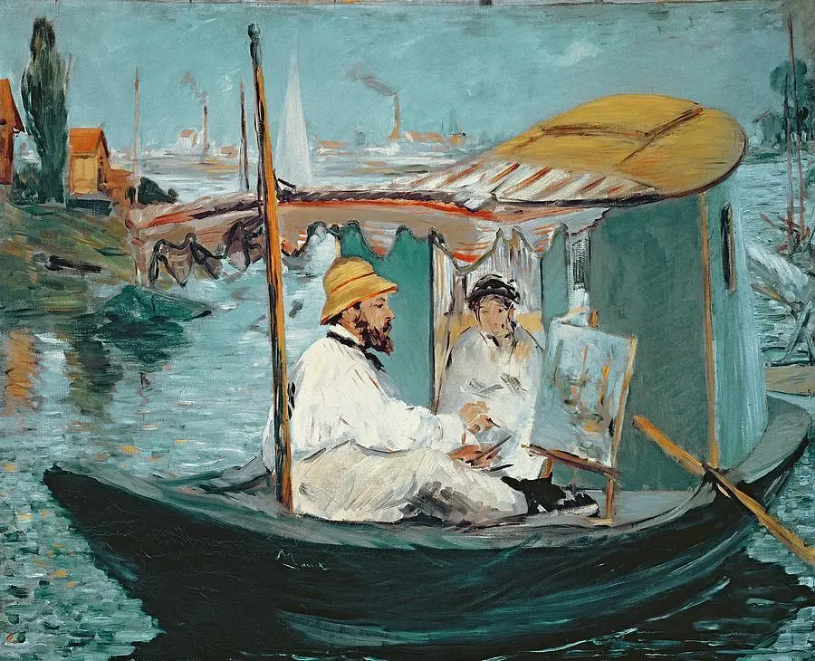 Monet in His Floating Studio Edouard Manet