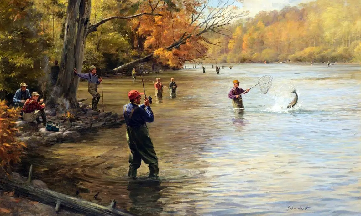 Fishermen Fly Fishing