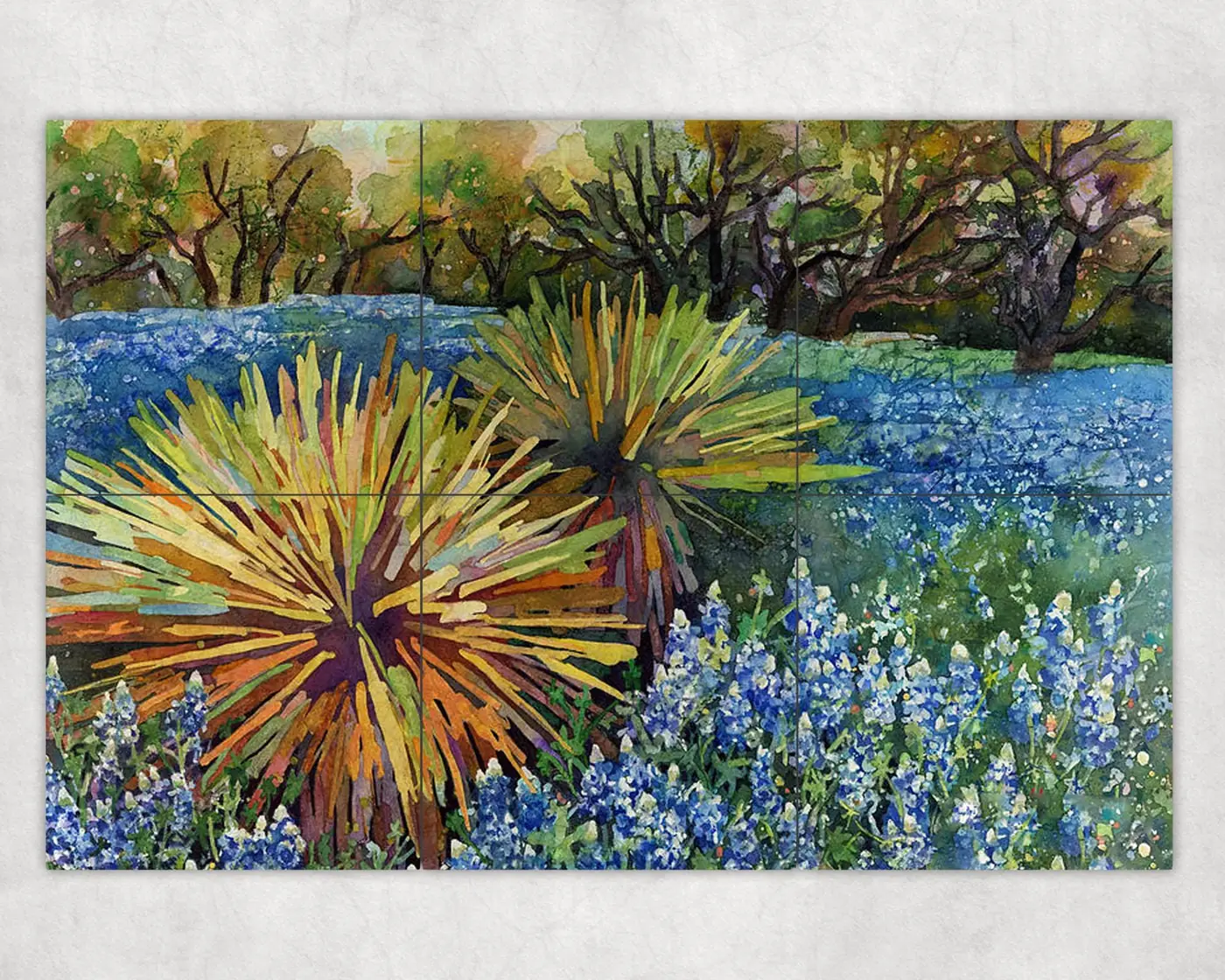 Bluebonnets and Yucca Field Flower Garden