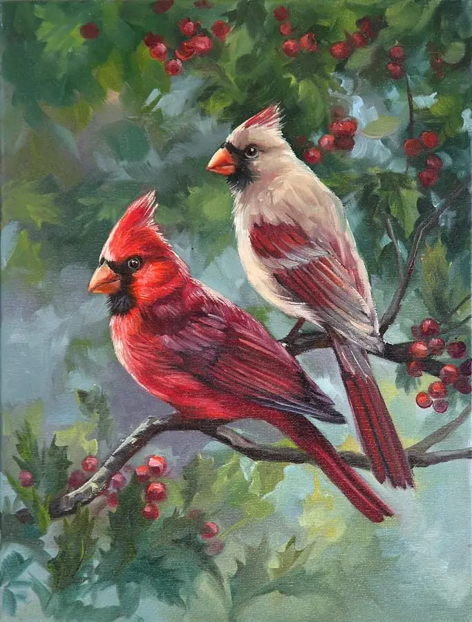 Two Cardinal Couple Love Birds