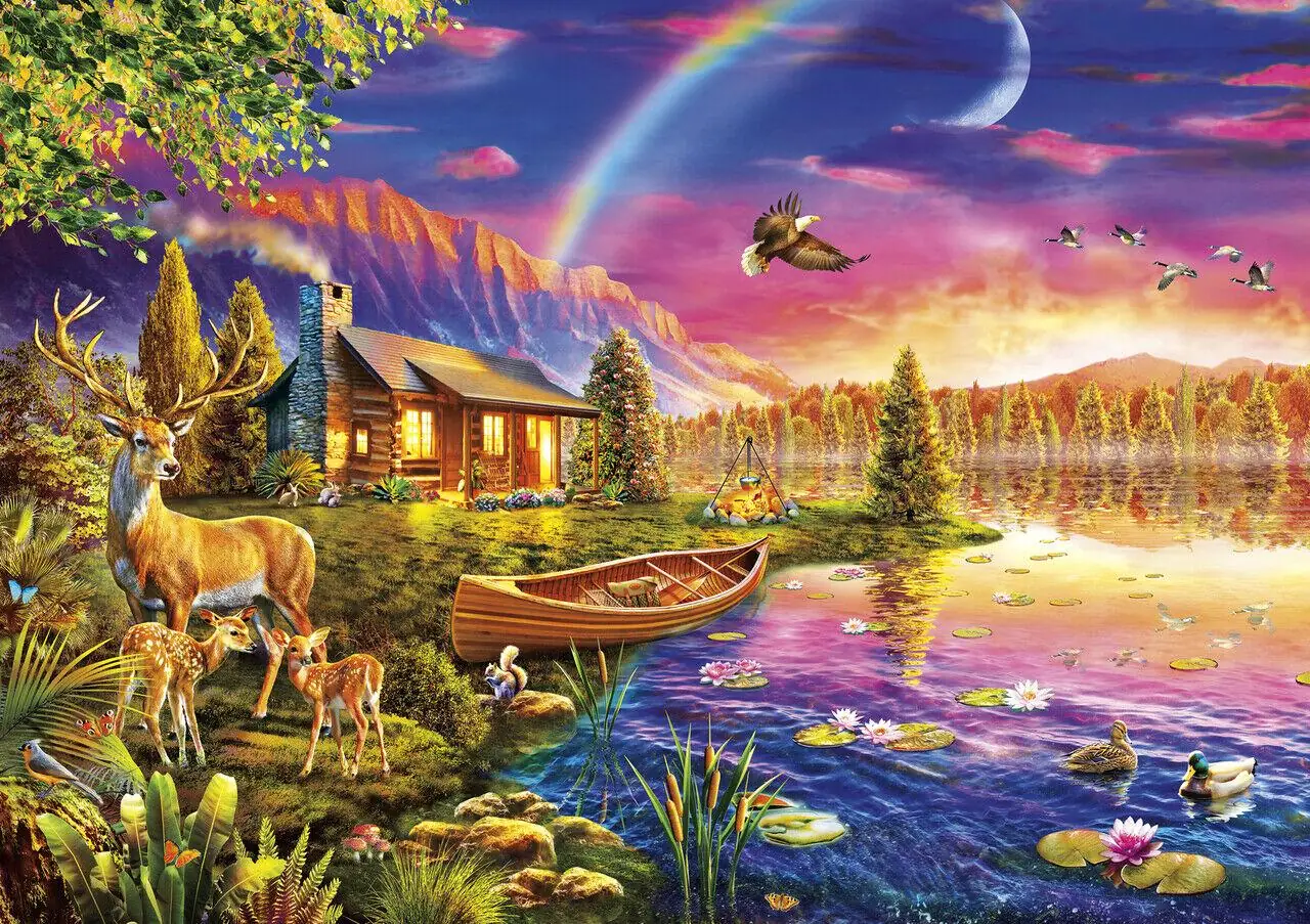View of Deer Lake Cabin Country Nature Animals