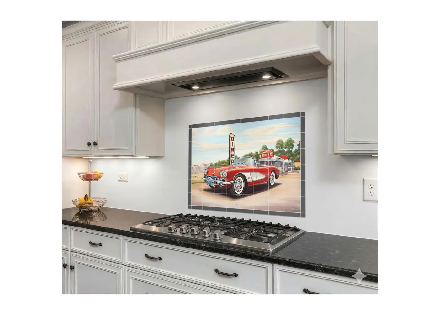 Diner and Red Classic Car installed
