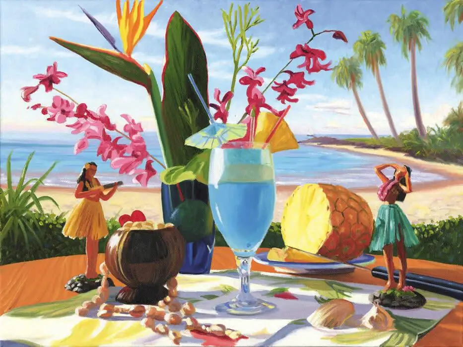 Beach, Ocean View Pina Colada Tropical Fruits Pineapple