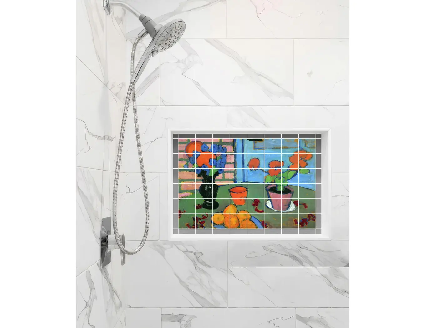 Still Life with Flowers and Oranges installed