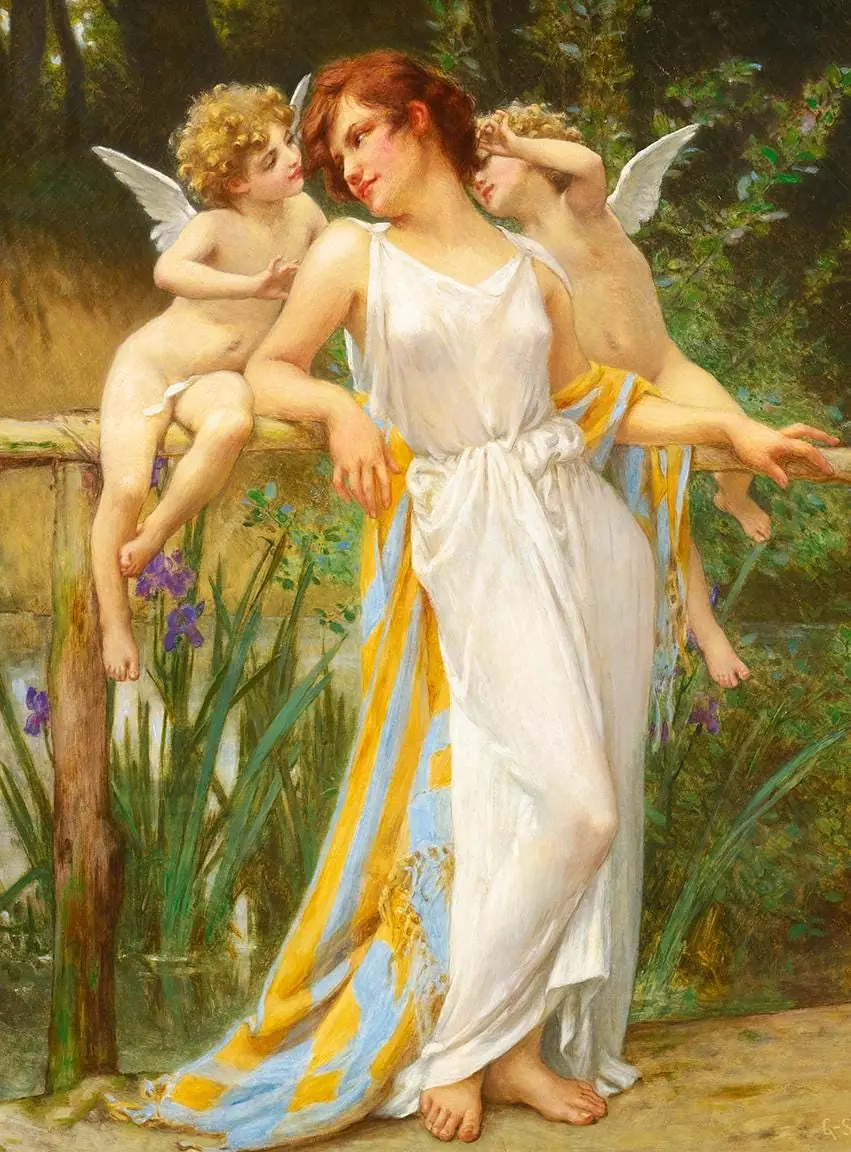 Psyche with Putti by Guillaume Seignac