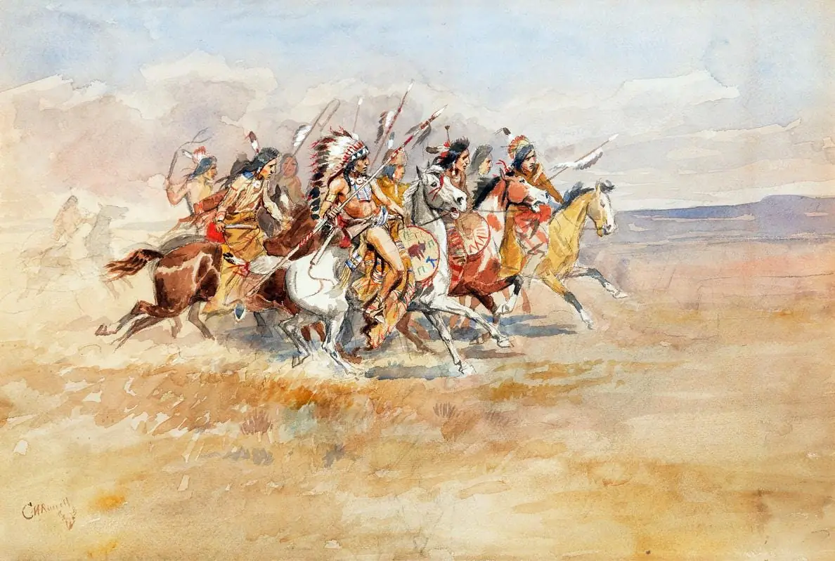 Blackfeet War Party by Charles M. Russell ceramic tile mural