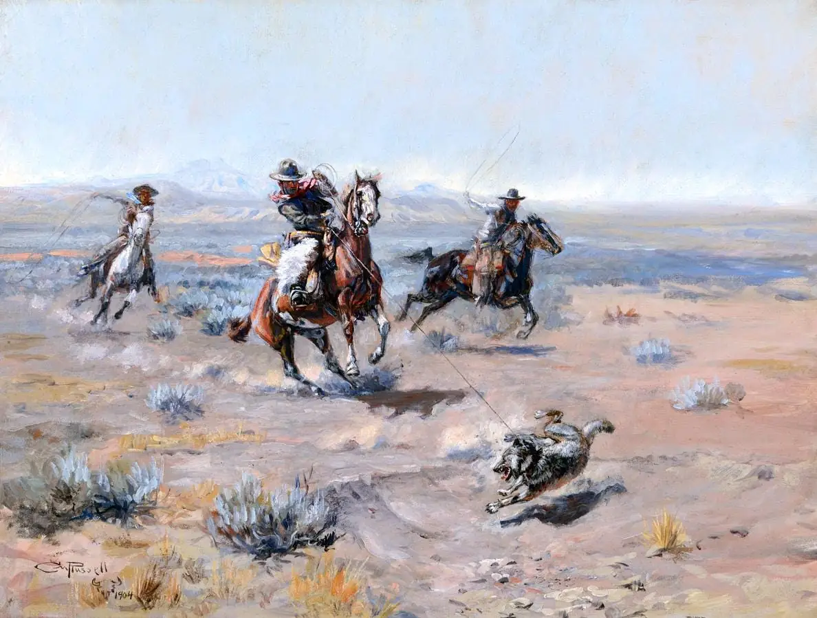 Roping a Wolf Cowboys Country Western by Charles M