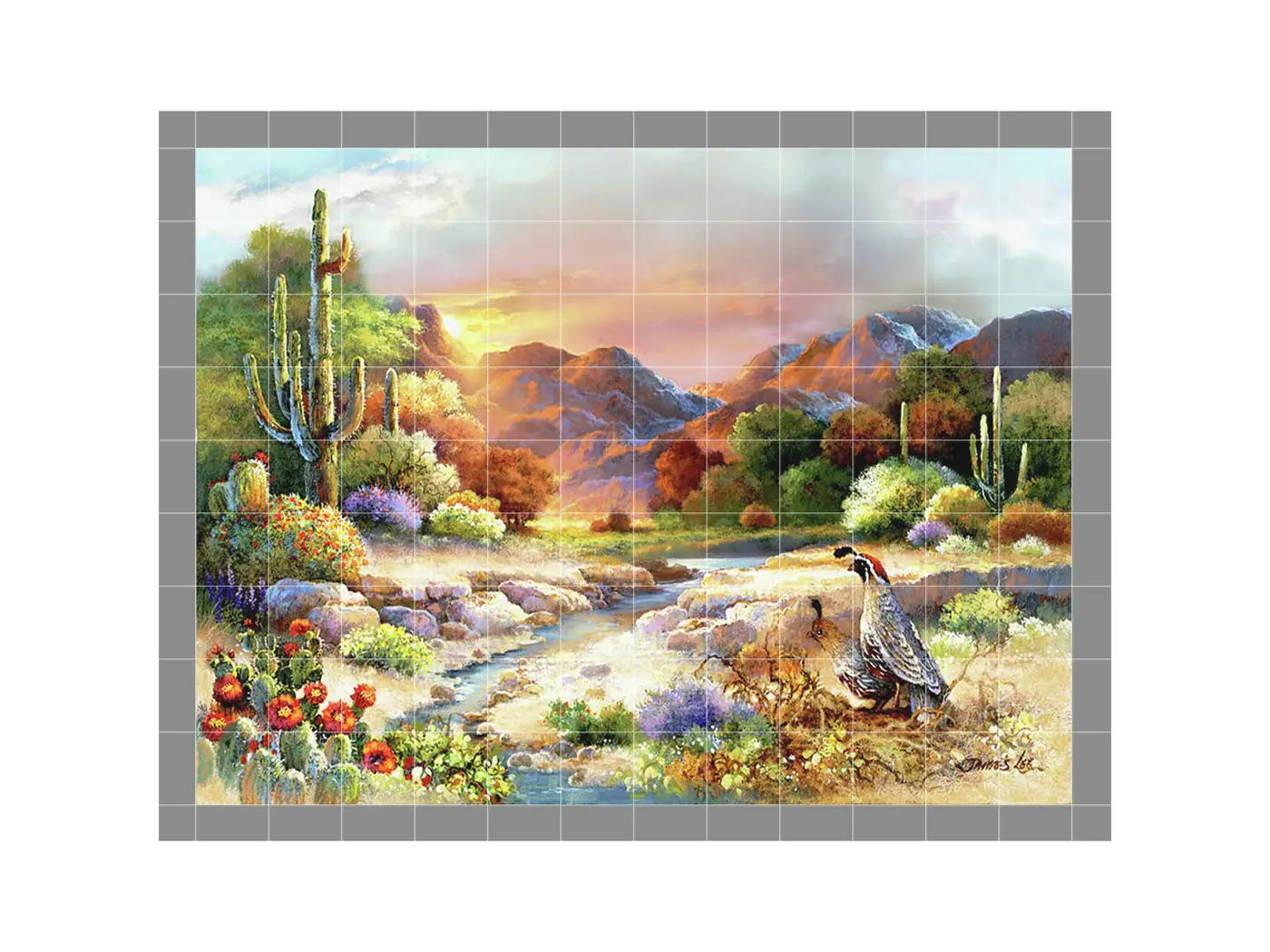 Cactus Garden Sunrise Desert Quails
