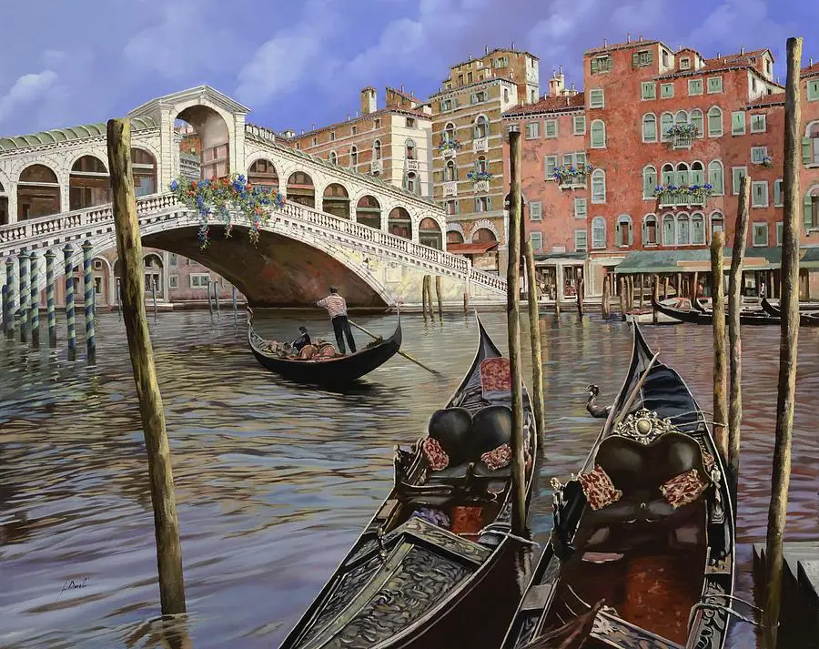Rialto Bridge in Venice Italy Gondola Taxi