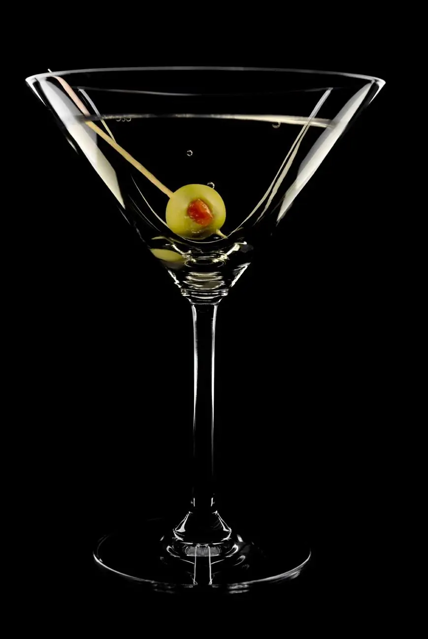 Martini Glass Cocktail with Green Olive