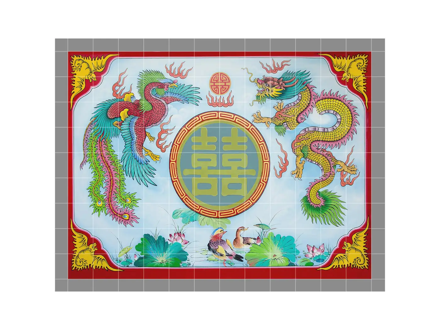 Chinese Phoenix Dragon and Mandarin Ducks