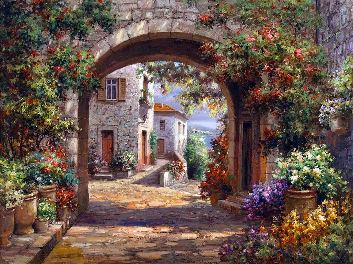 Romantic Tuscany Countryside Garden Street Arch Entrance