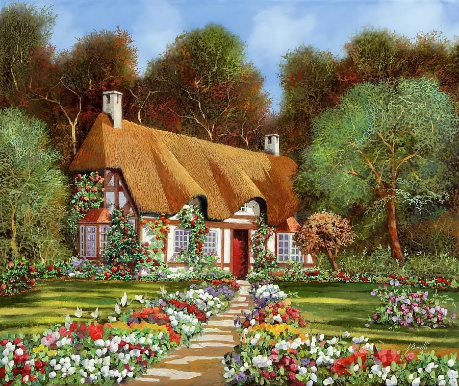 English Cottage Flower Garden Tuscany Italy Countryside