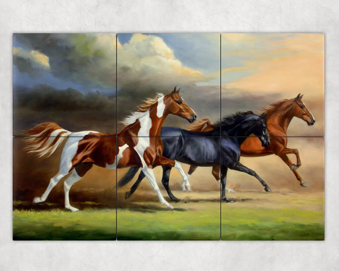 Three Saddlebred Horses Running Free