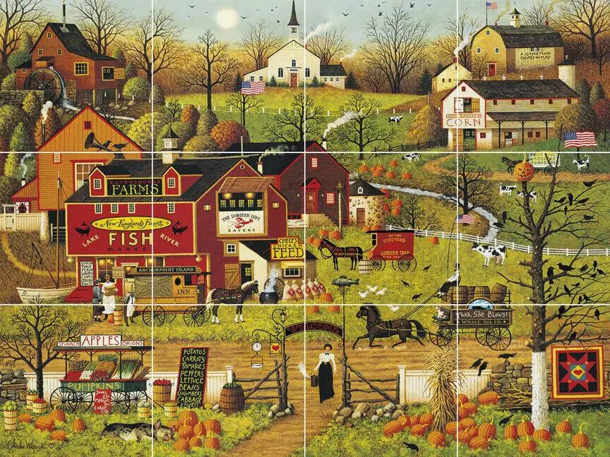 Old Country Farm Town Market Stores Animals Mills Pumpkin