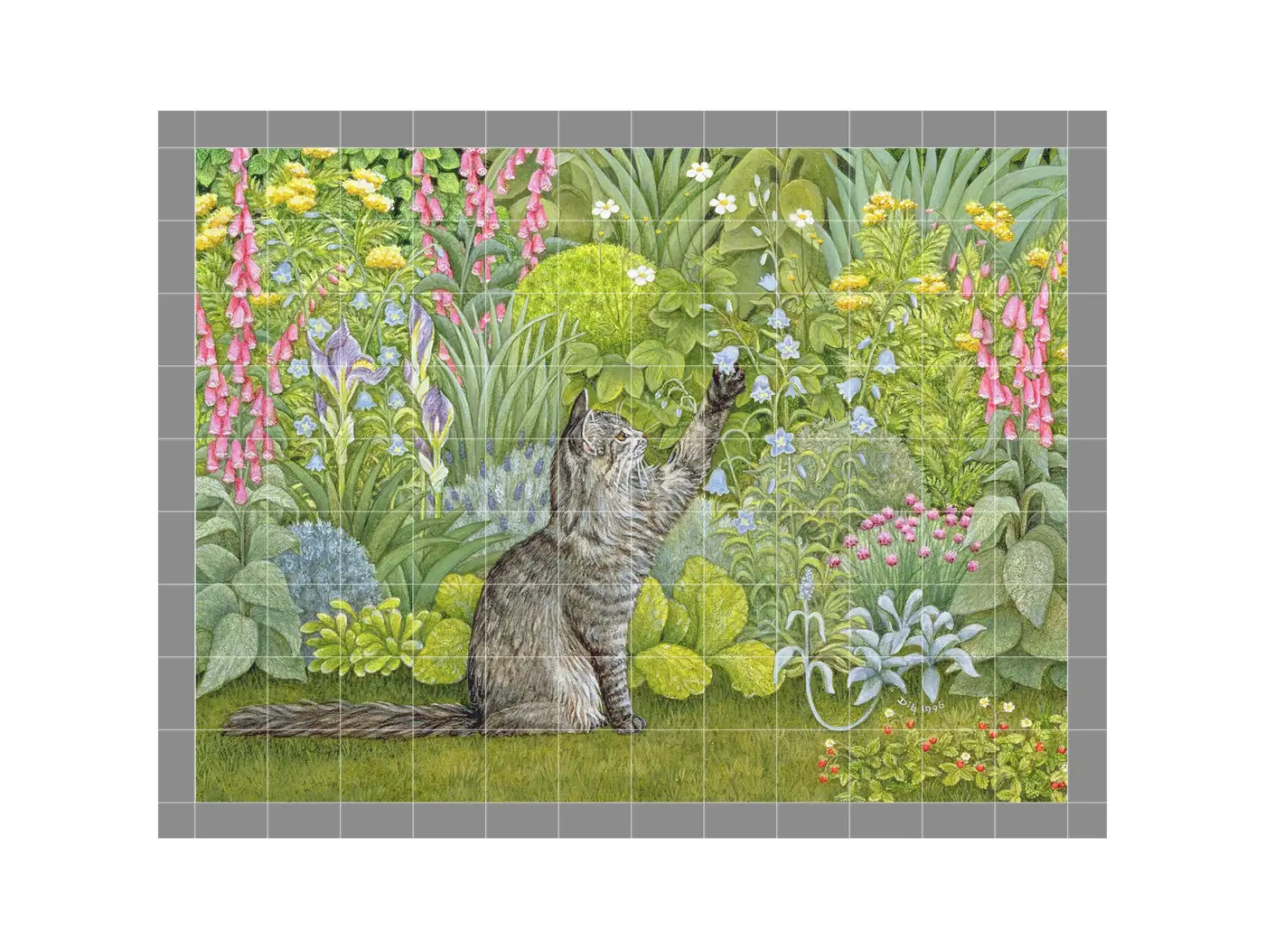 Bell Ringing Cat in Flower Garden