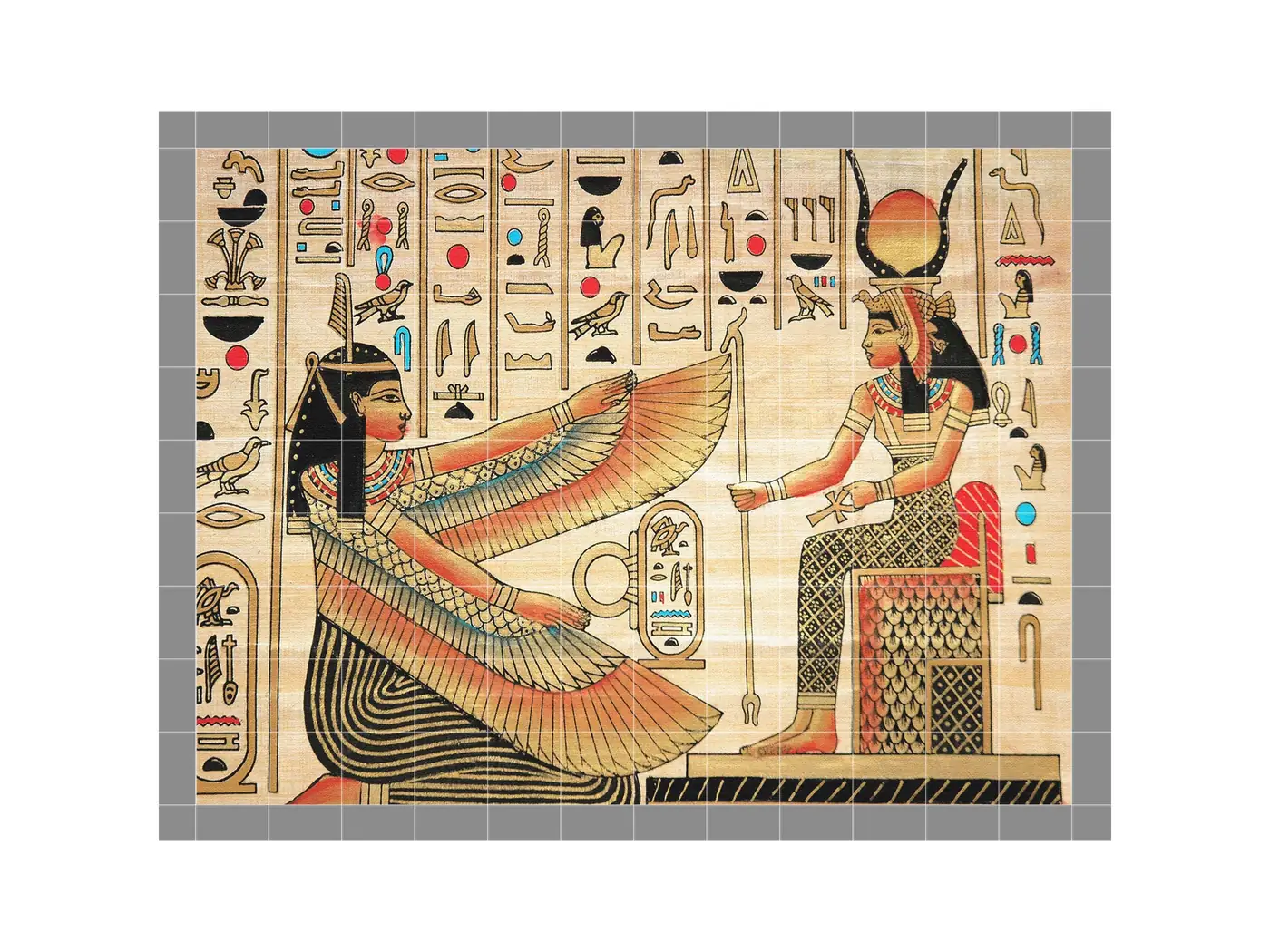 Papyrus with Egyptian Characters Isis