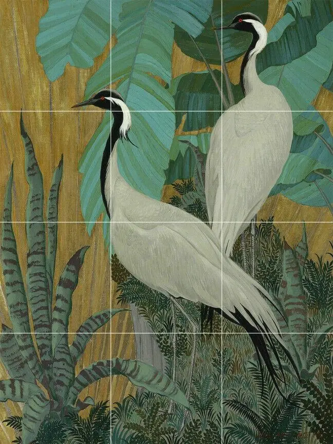 Demoiselle Bird Crane in Forest with Exotic Plants