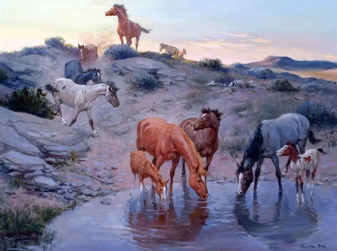 Charlie Dye Wild Horses at the Waterhole