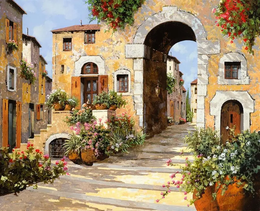 Entrance to a Village in Tuscany Italy Countryside