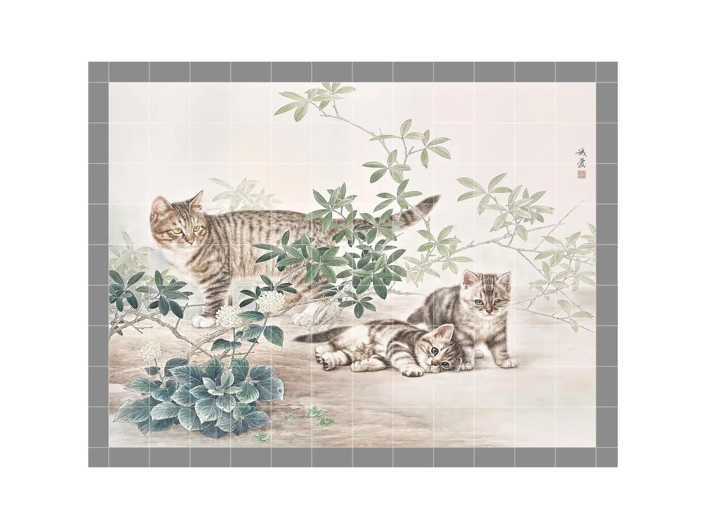 Cat Family in Garden