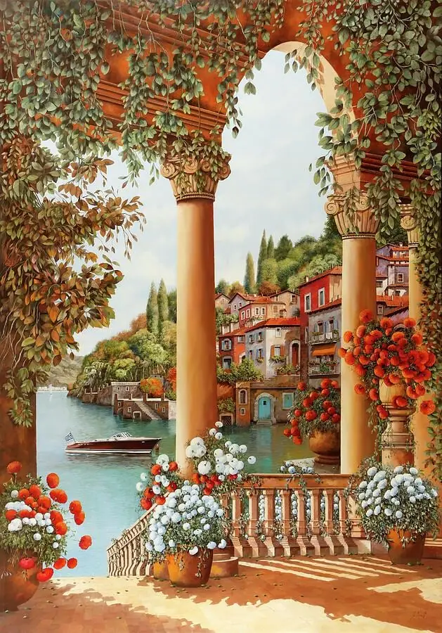 Arch Flower Garden View of Lake Como