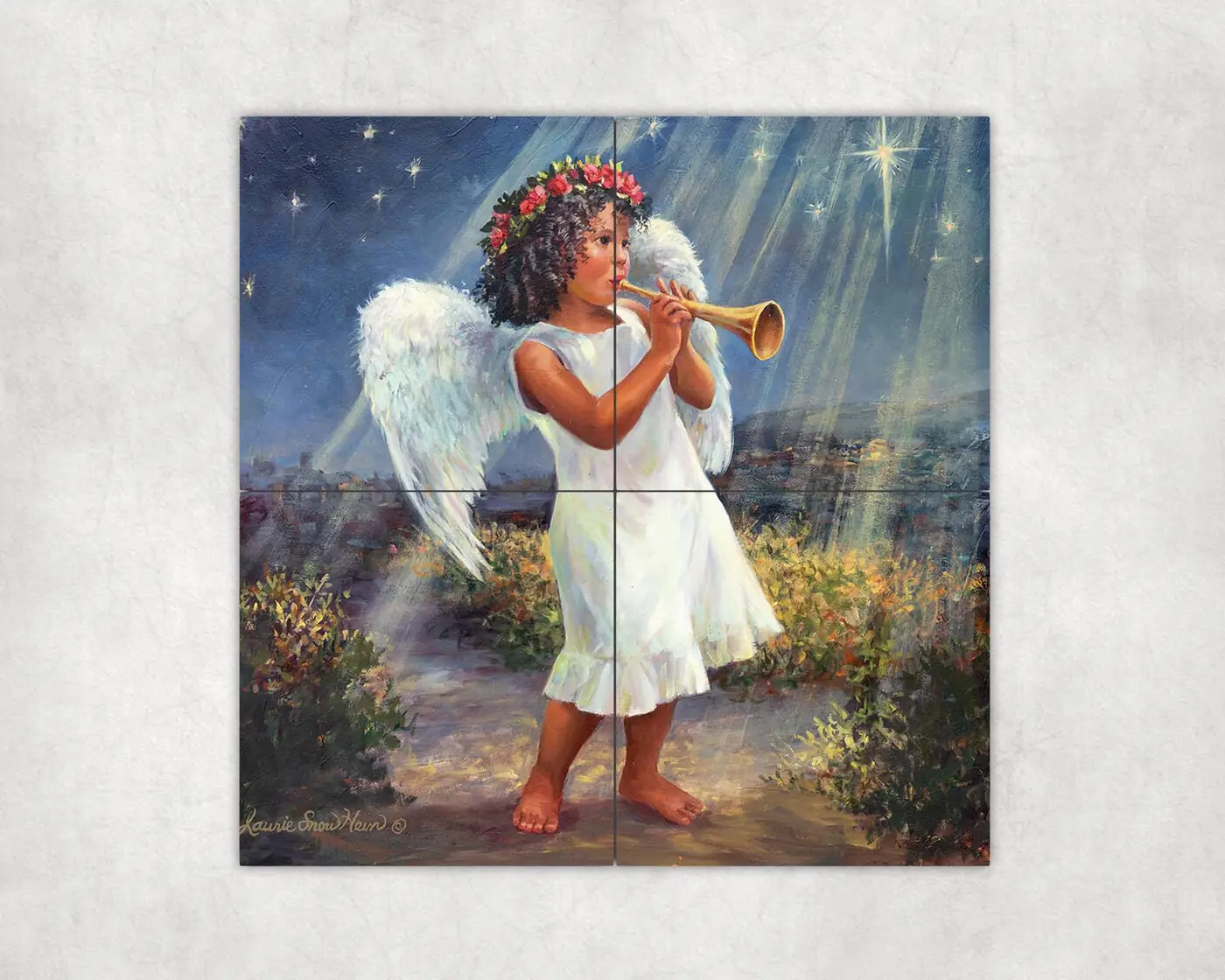 Christmas Angel Playing a Trumpet