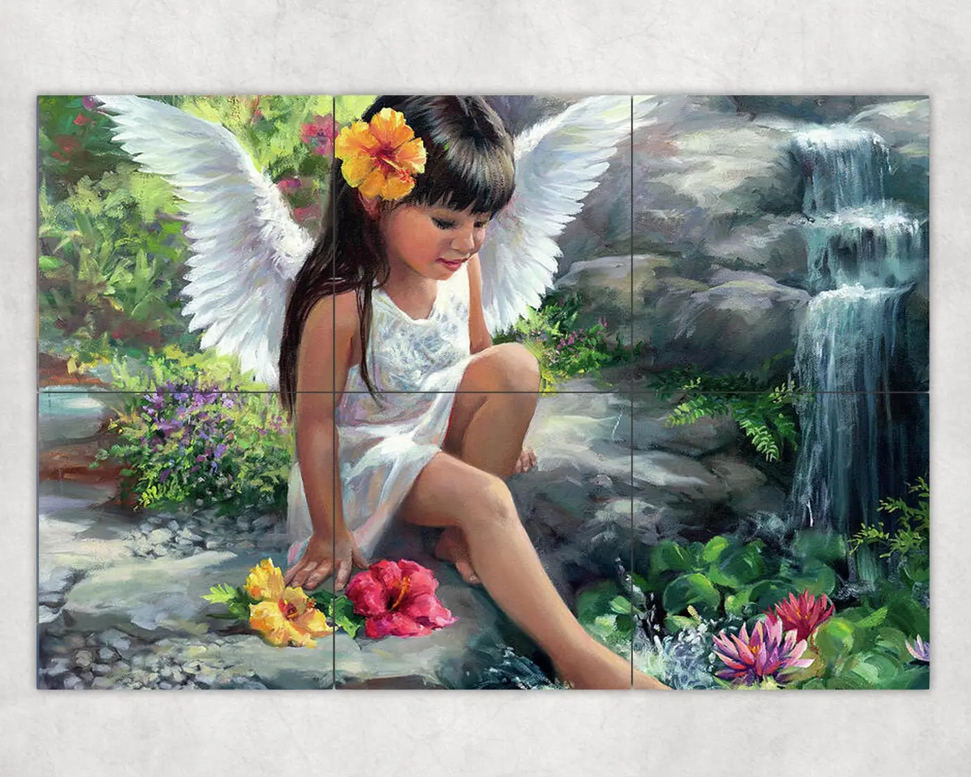 Living Water Angel in Garden Pond with Waterfall
