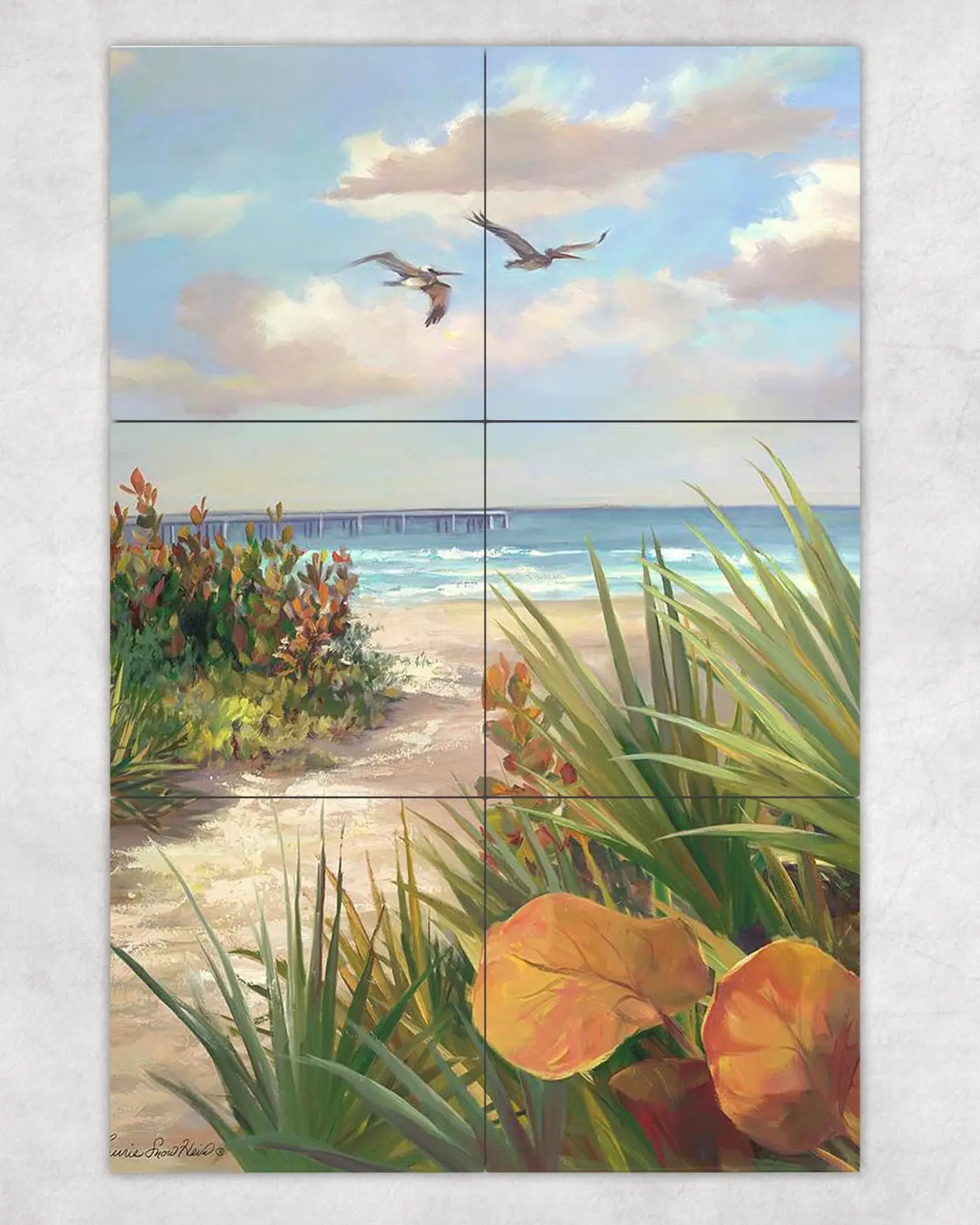Entrance to the Beach Palm Trees Garden Seagulls