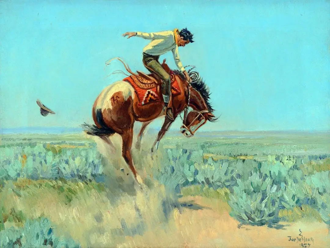 Cowboys Riding Wild Bronco