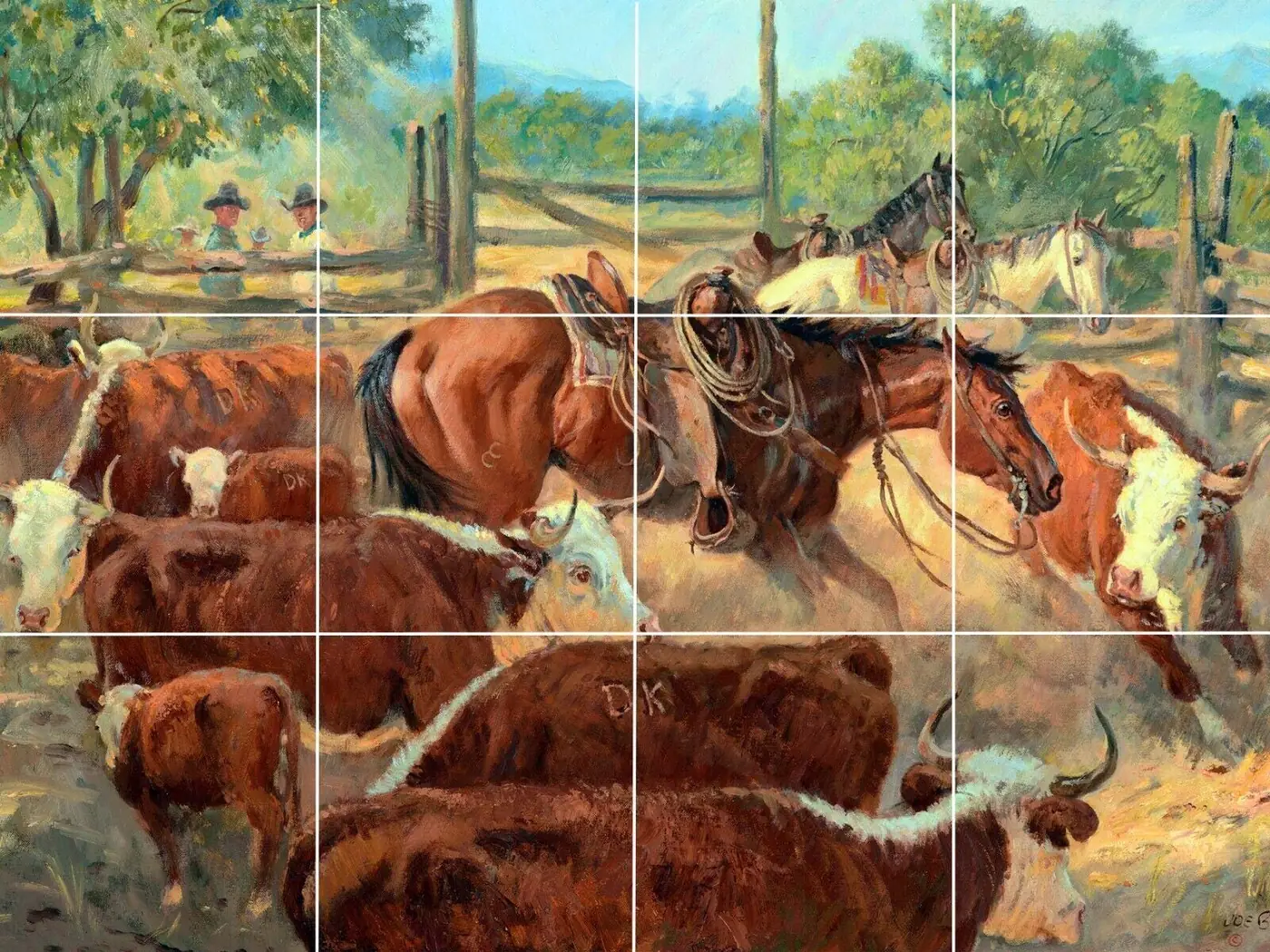 Country Western Ranch Horse Cows Cowboys Farm