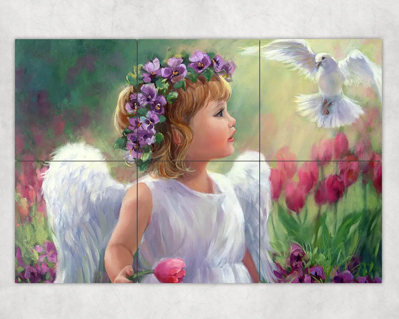 Tulip and Dove Angel in Garden