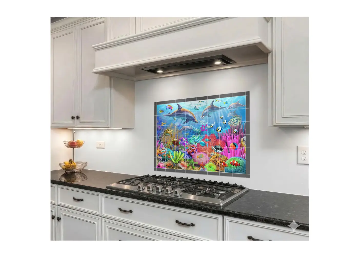 Tropical Fish Dolphin Coral Reef Seascape installed